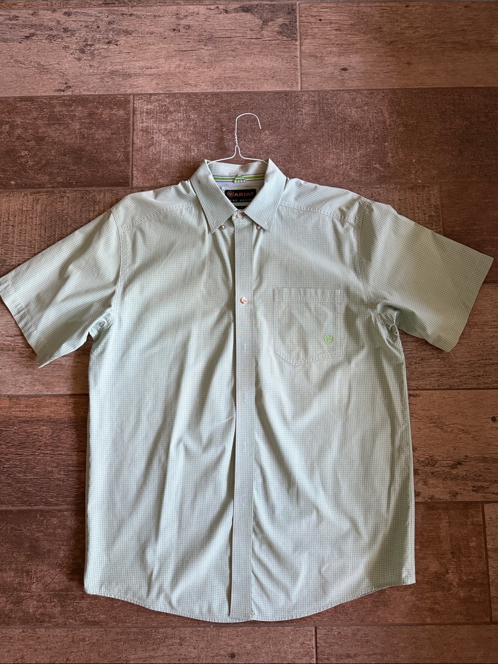 Ariat Pro Series Men’s Short-Sleeve Button-Down Shirt in Pale Green